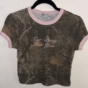Camo Print Women's Top with Pink Accents